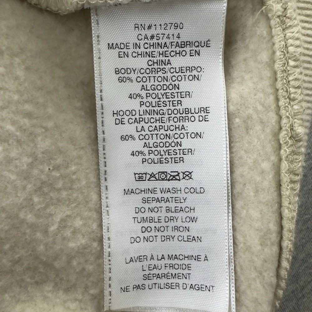 True Religion Men's Buddha Zip‎ Hoodie Beige Full Zip L Graphic Fleece Lined